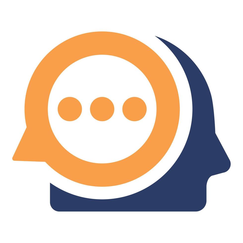 Human Head with chat concept design. Brain talk logo template. vector