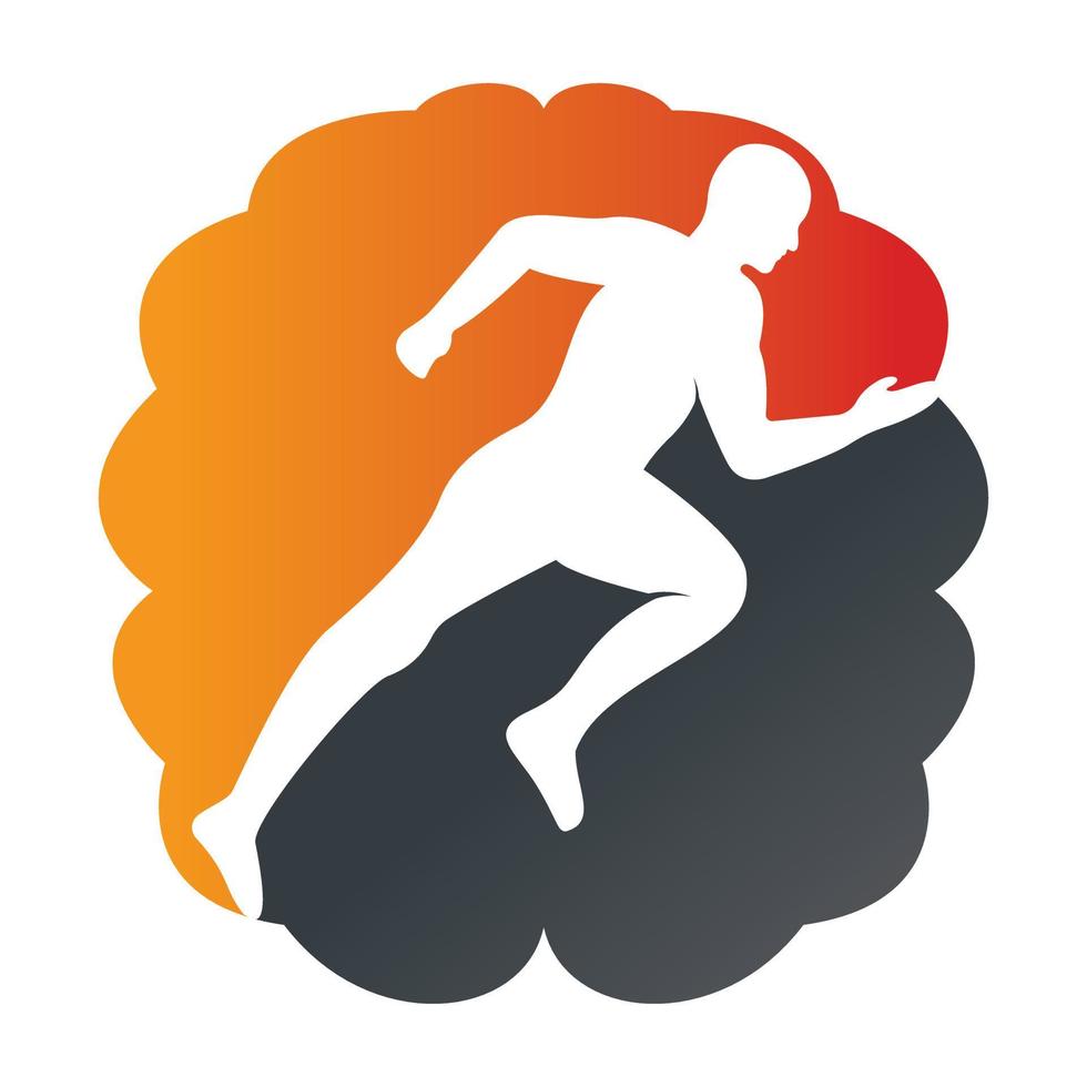 Brain Runner Logo Vector Design. Atlantic Brain Runs vector Template Design.