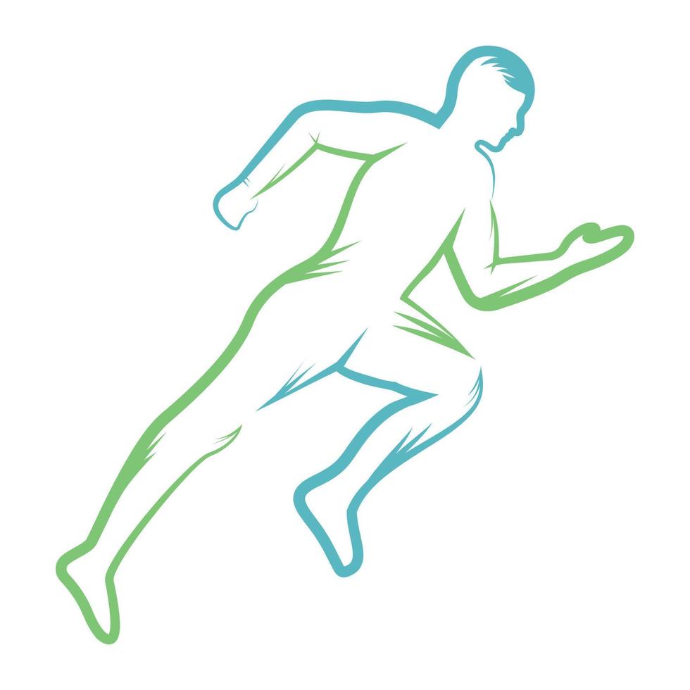 diseño vectorial del logotipo de carrera y maratón. símbolo de vector de hombre corriendo.