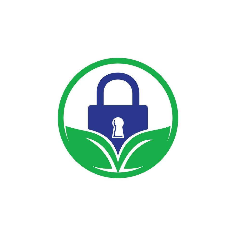 Padlock leaf vector logo design. Nature security lock logo design concept.