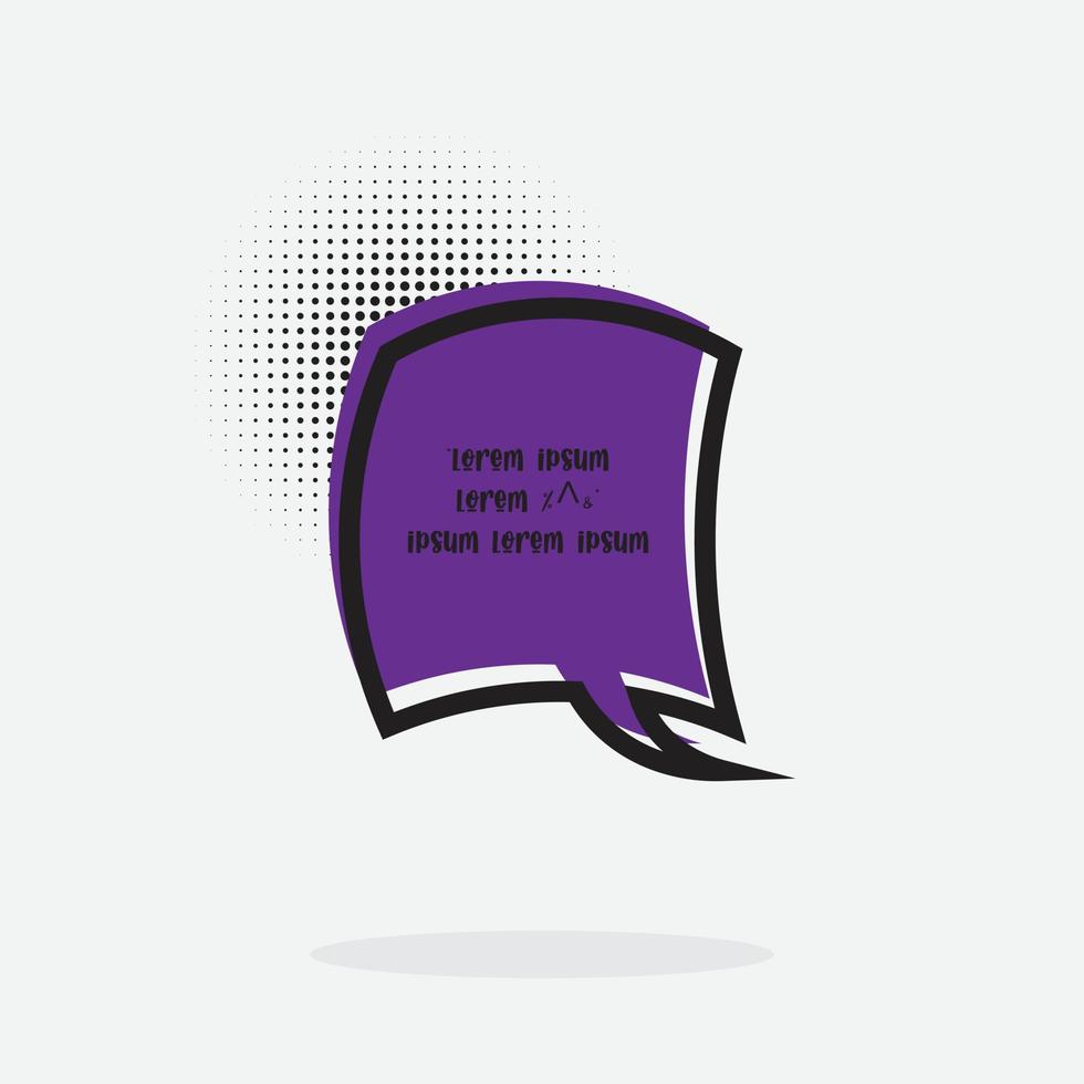 Retro cartoon speech bubble with halftone screen shadow template vector