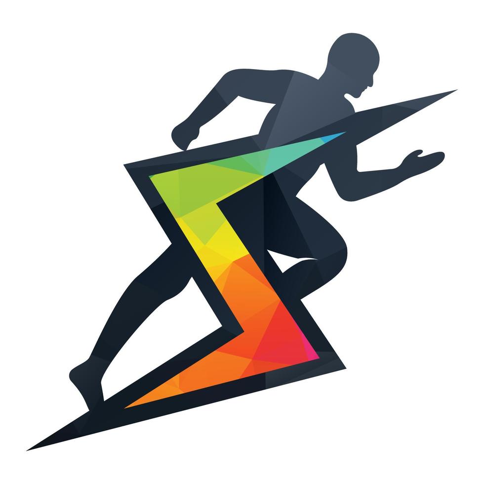 diseño vectorial del logotipo de carrera y maratón. símbolo de vector de hombre corriendo.