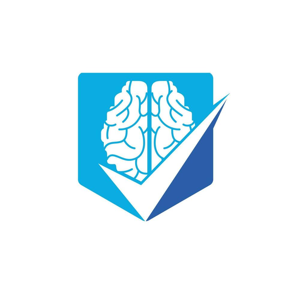 Brain check vector logo design. Brain and tick icon logo.