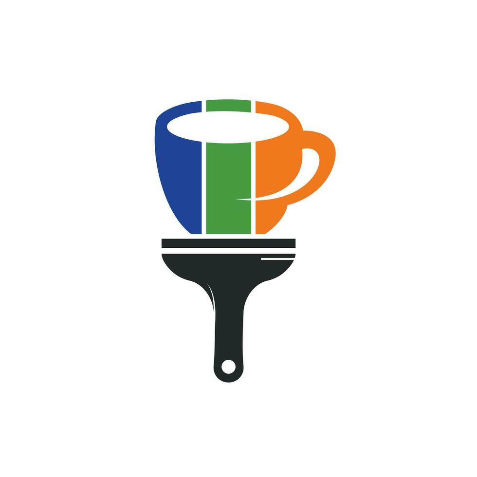 Artist cafe vector logo design concept. Coffee mug and paint brush icon.