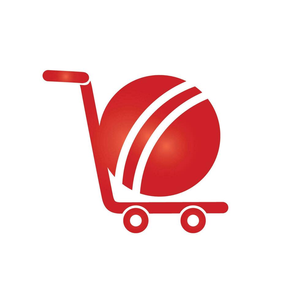 Cricket ball and trolley logo design. Cricket shopping logo design concept. vector