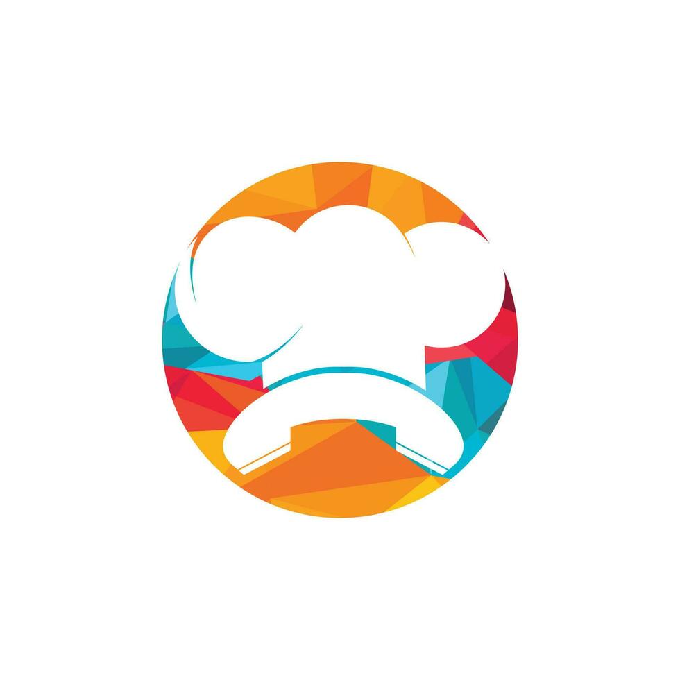 Phone chef vector logo design. Handset and chef hat icon design.