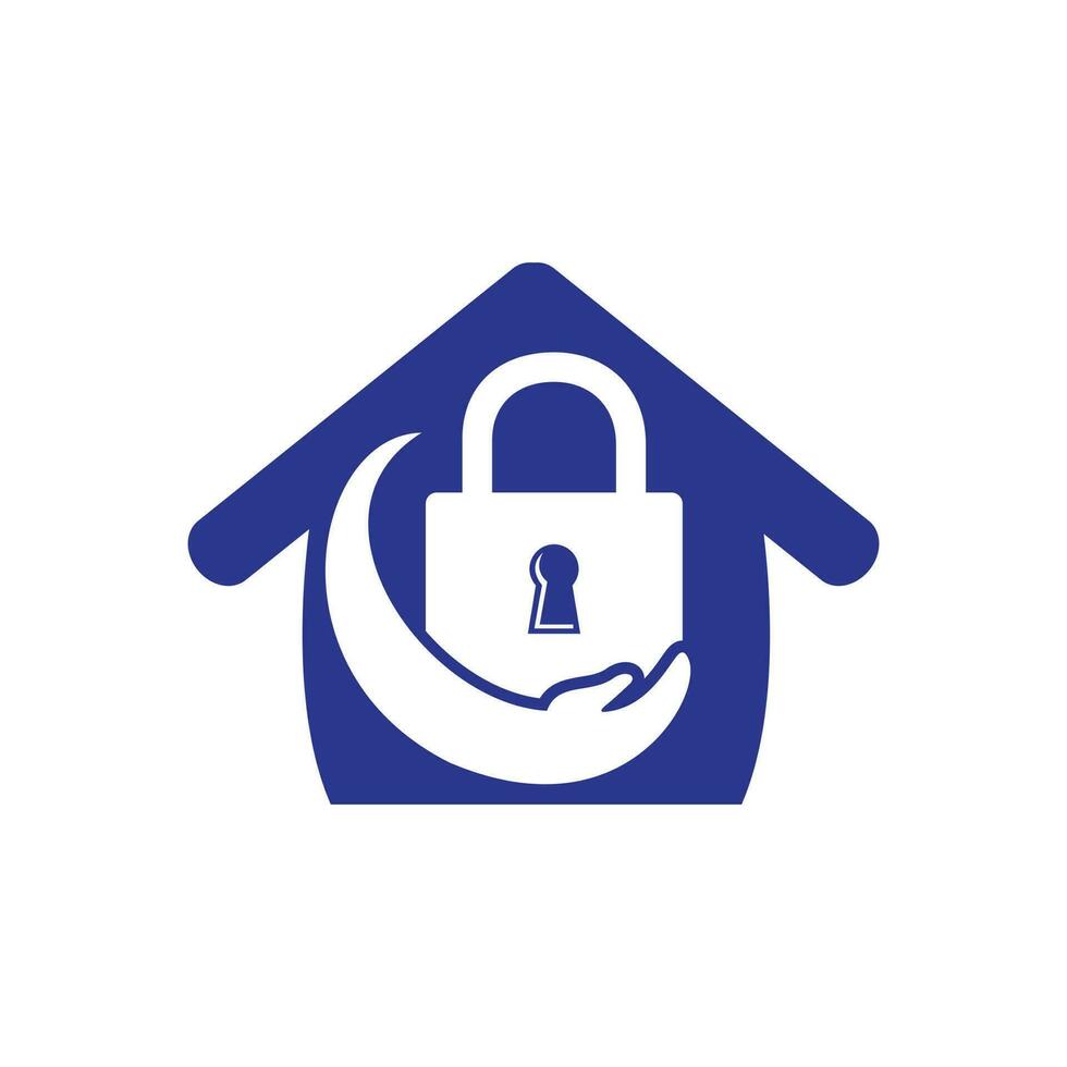 Security care vector logo design template. Vector illustration of hand logo and lock with home icon.