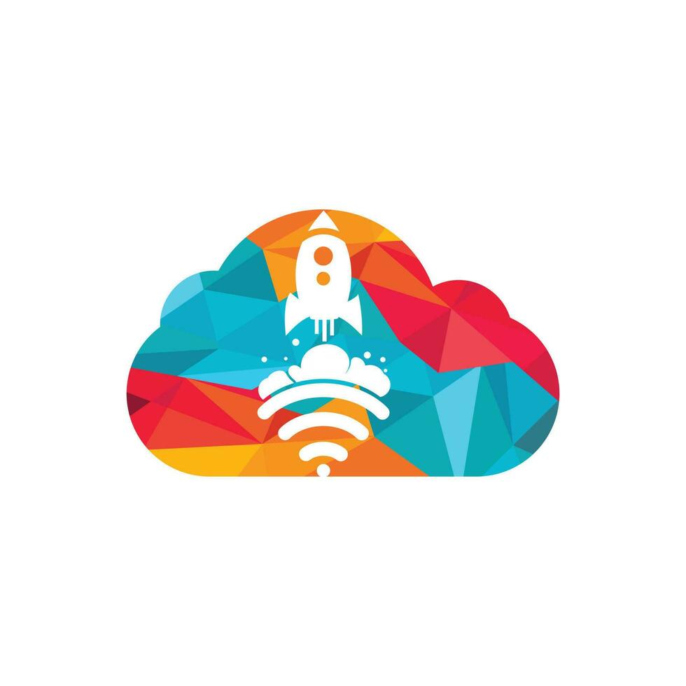 Wifi Rocket vector logo design. Wifi signal with rocket and cloud icon design.