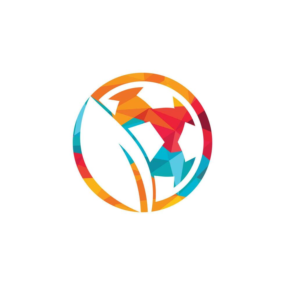 Soccer and leaf vector logo design. Unique football and organic logotype design template.