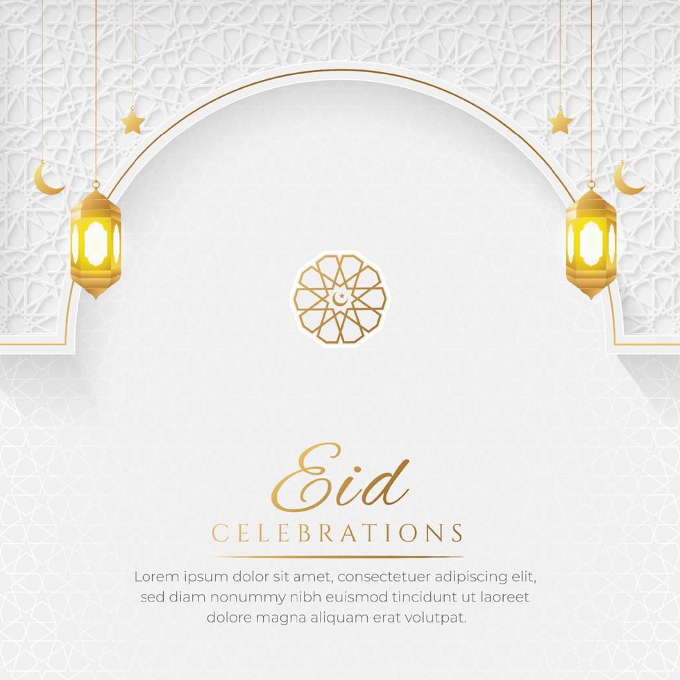 eid mubarak tarjeta de felicitación islámica fondo ornamental de lujo con patrón de estilo árabe vector