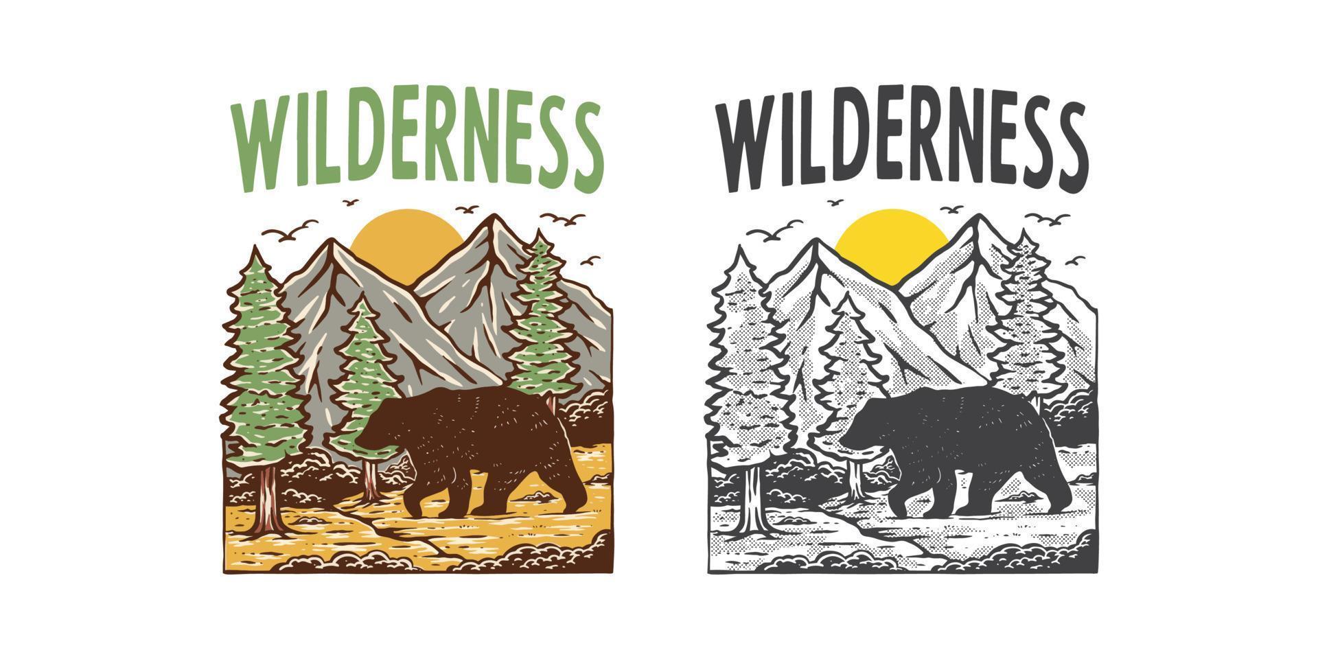 wilderness illustration set vector