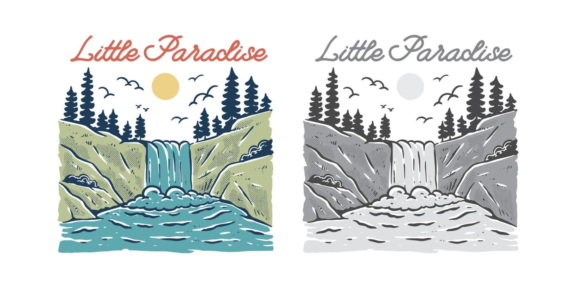 nature waterfall illustration set vector