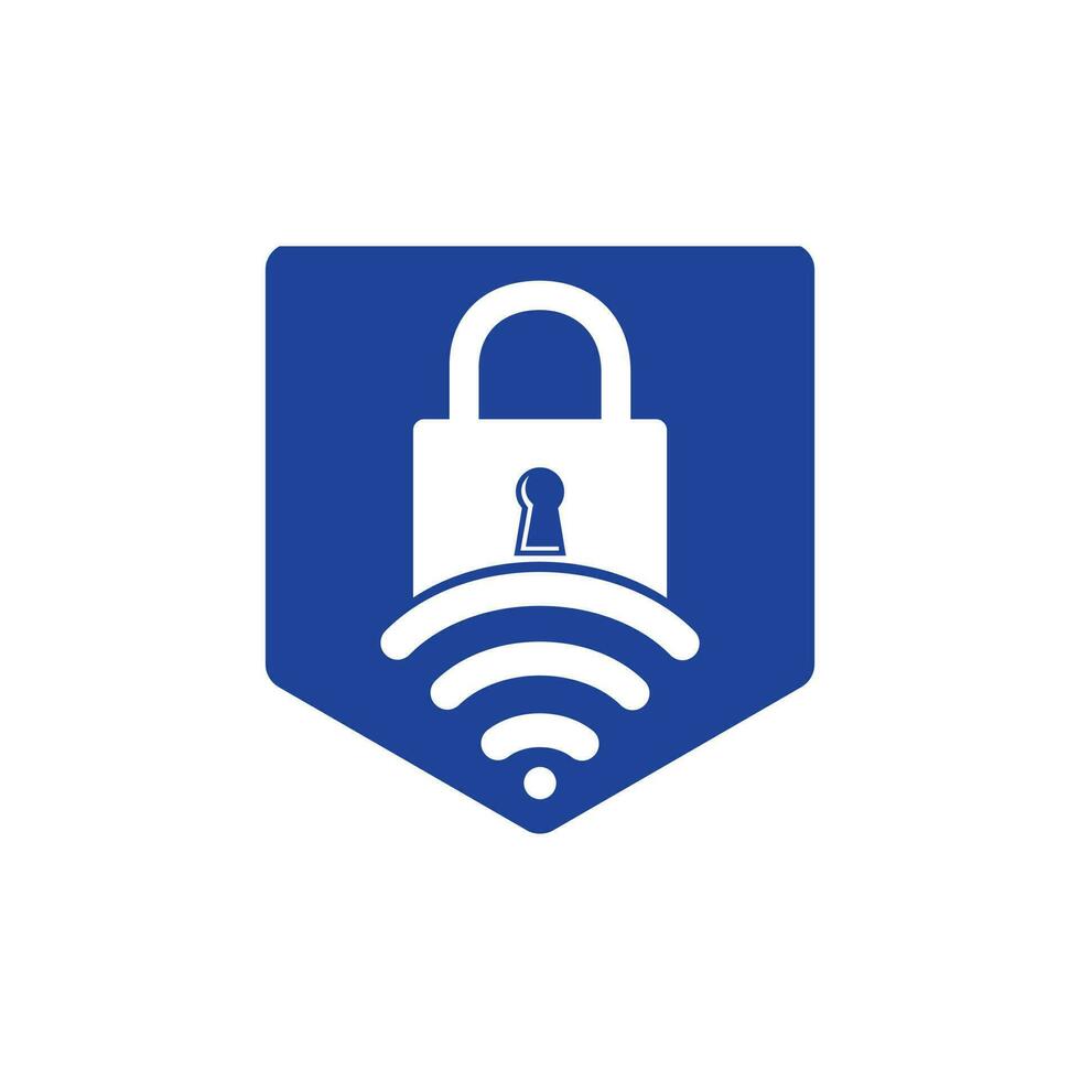 Padlock logo with signal vector design. Safe and signal symbol or icon.