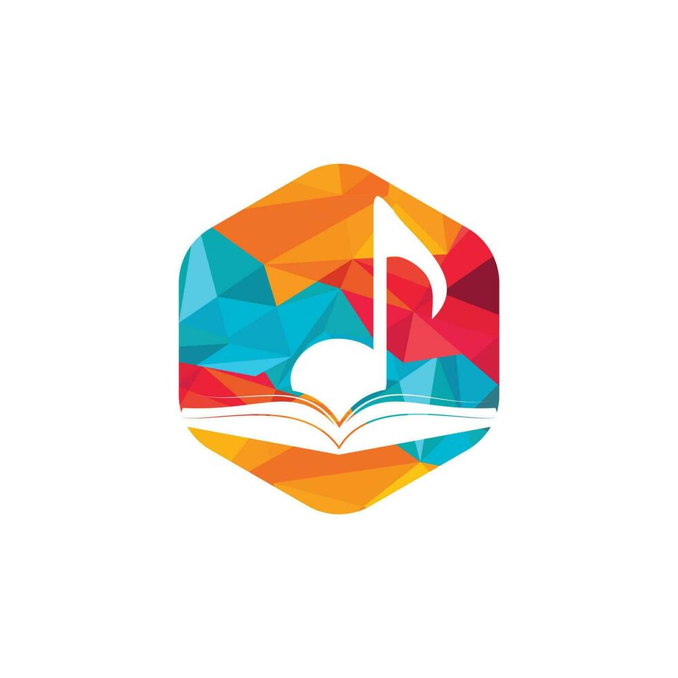 diseño del logotipo del vector del libro de música. diseño de icono de libro y nota musical.