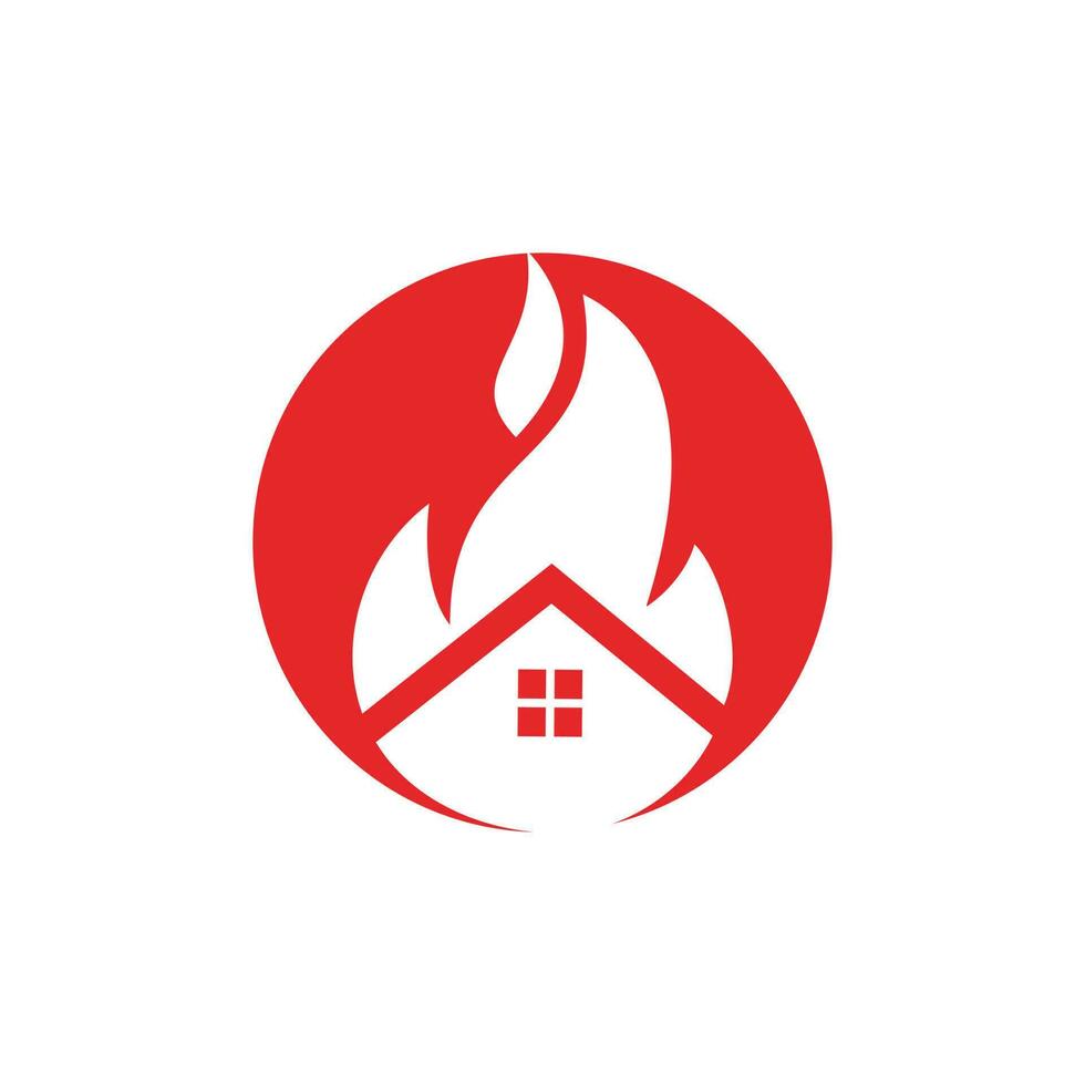 plantilla de diseño de logotipo de vector de fuego de casa. prevenir el concepto de logotipo de alarma de incendio o incendio.