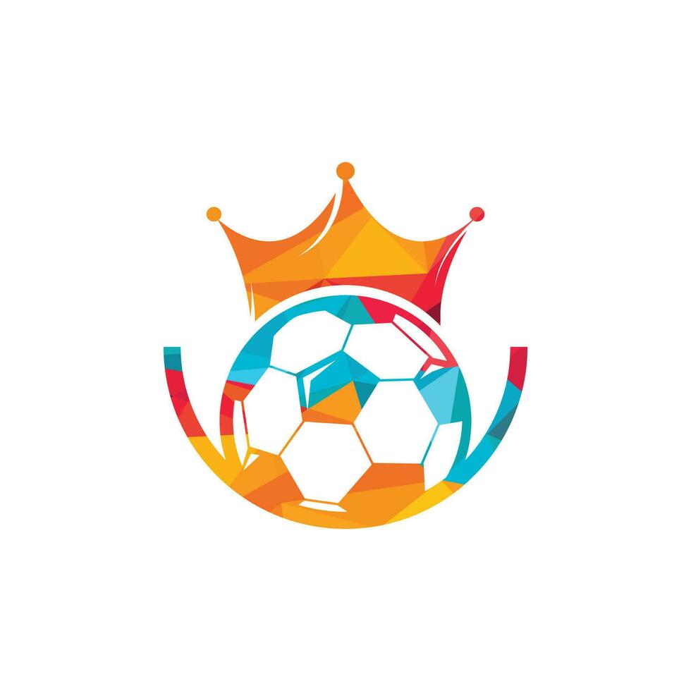 diseño del logotipo del vector del rey del fútbol. diseño de iconos de fútbol y corona.