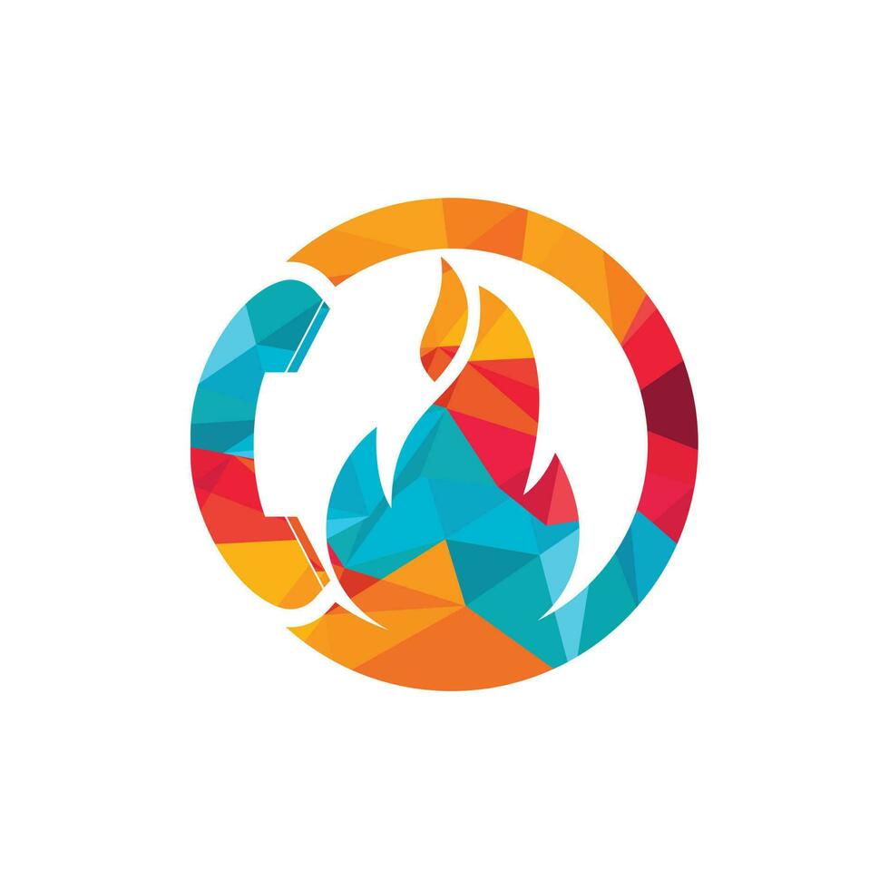 Hot call vector logo design concept. Handset and fire icon.