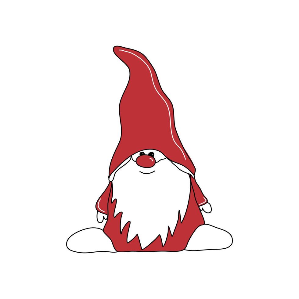 Gnome with red cap and long beard vector