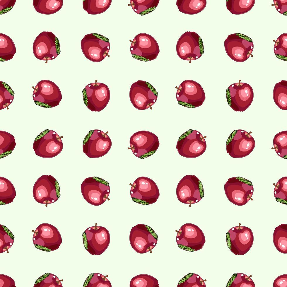 Seamless botanical pattern with red apples and caterpillars vector