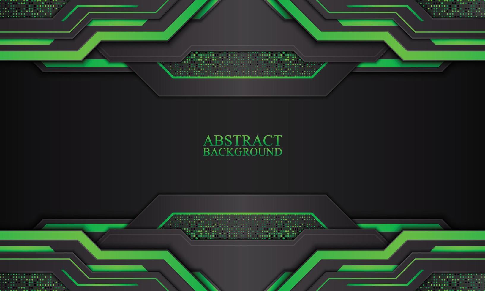 Abstract technology background with black and green neon stripes. vector