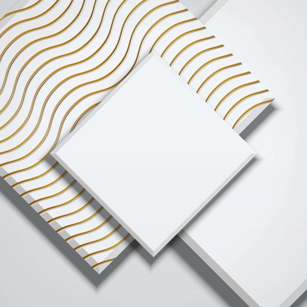 fondo superpuesto de forma de rectángulo geométrico blanco y dorado abstracto. vector