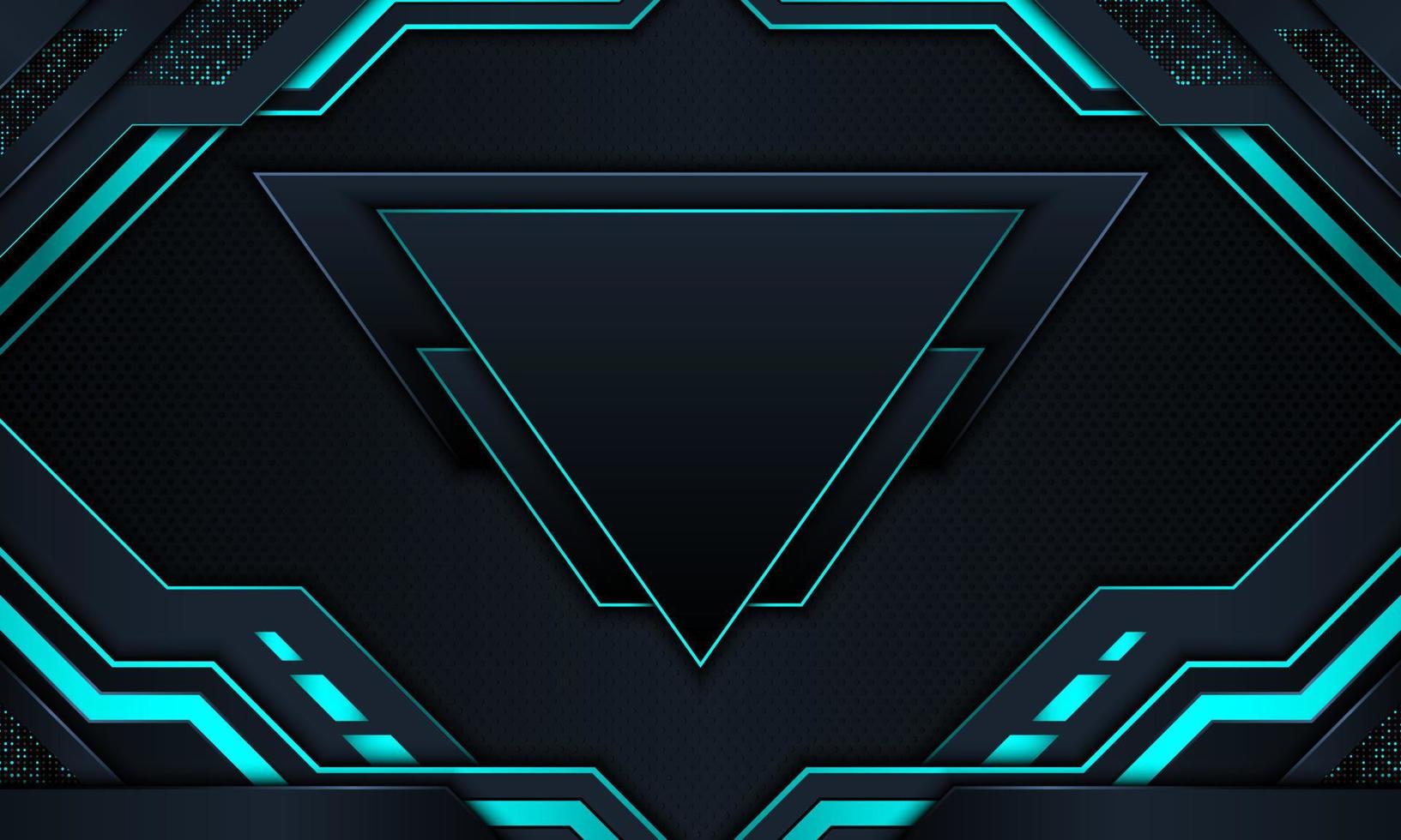 Abstract technology background with dark navy and blue neon stripes. vector