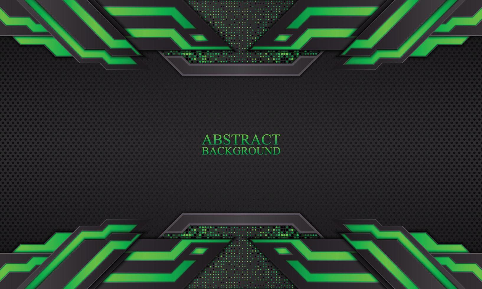 Abstract technology background with black and green neon stripes. vector
