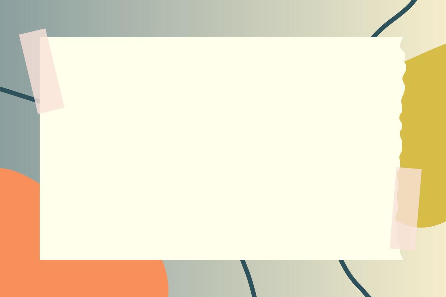 paper note with abstract doodle and gradient frame background vector