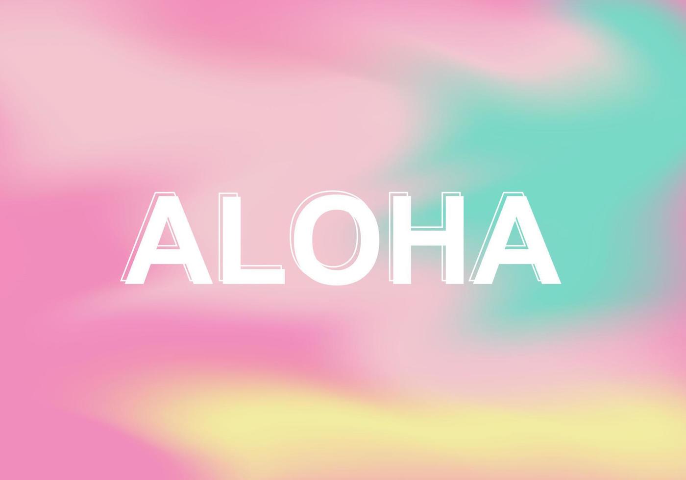 tipografía aloha sobre fondo degradado de luz de colores. ilustración vectorial vector