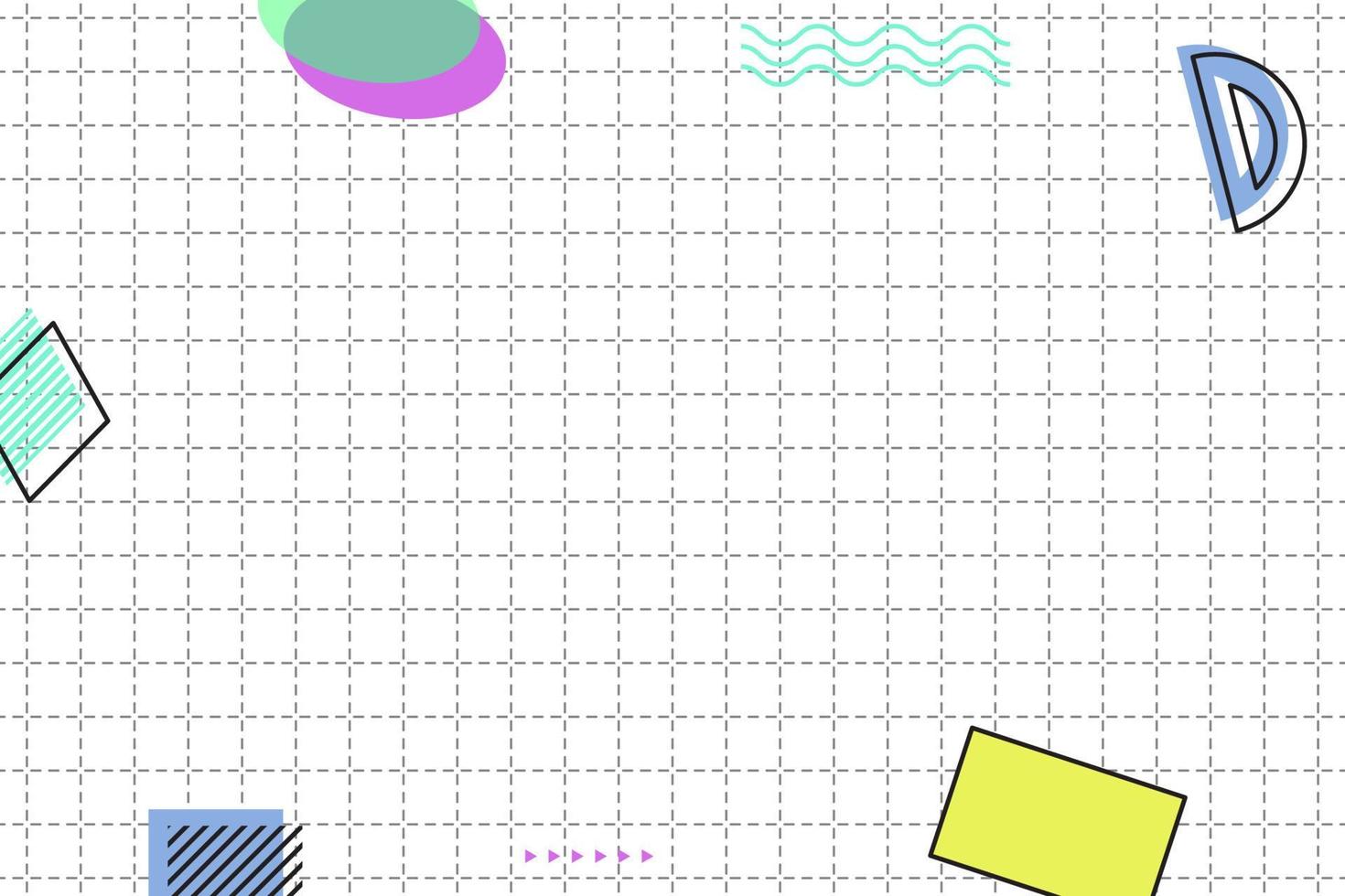 fondo de memphis geométrico de cuadrícula discontinua plana vector