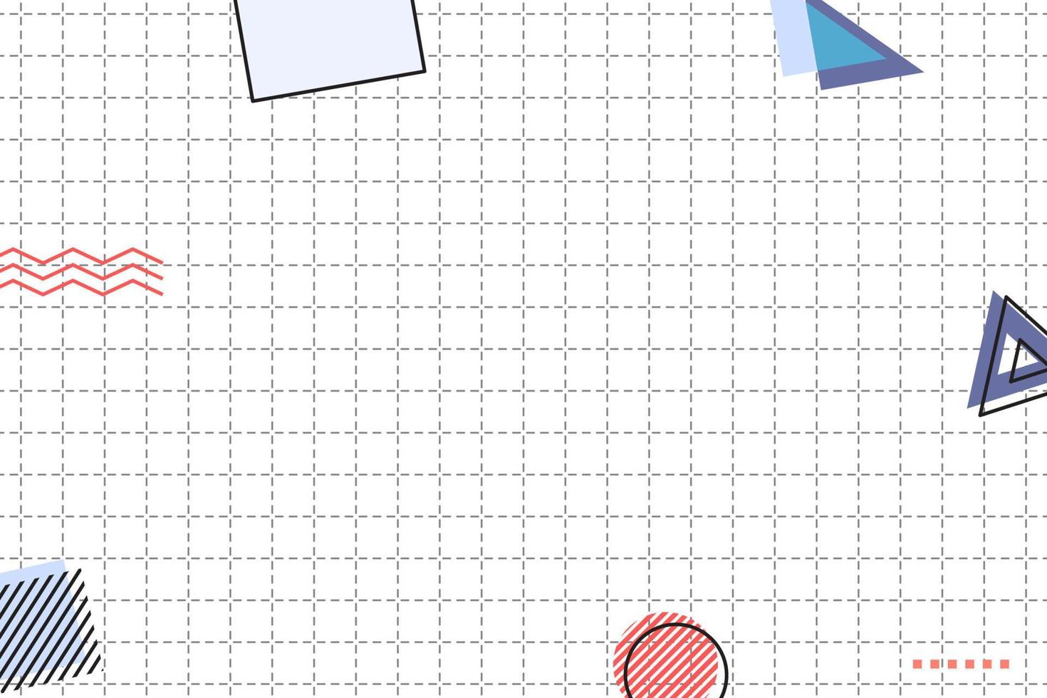 fondo de memphis geométrico de cuadrícula discontinua plana vector