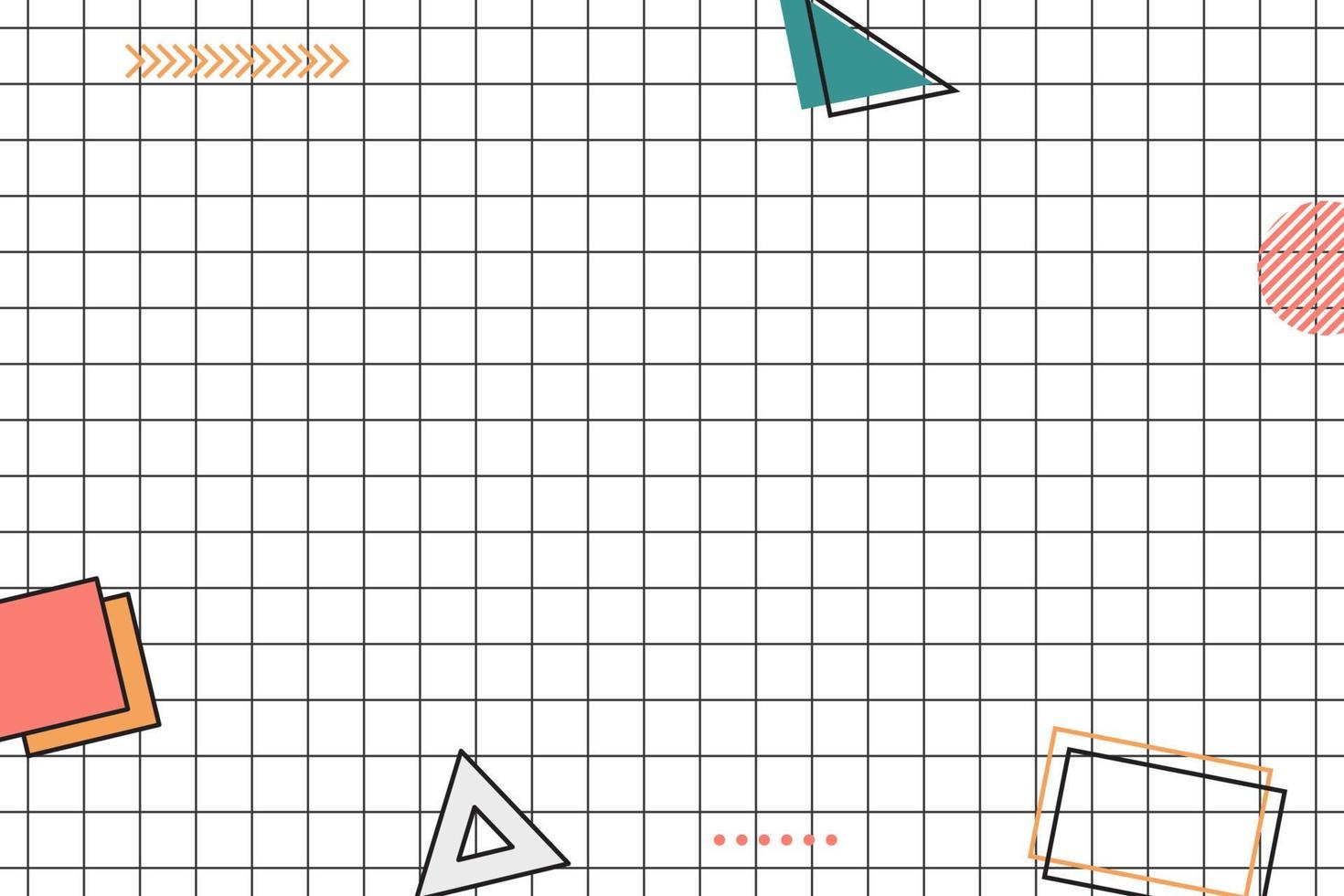 flat black grid geometric memphis background vector