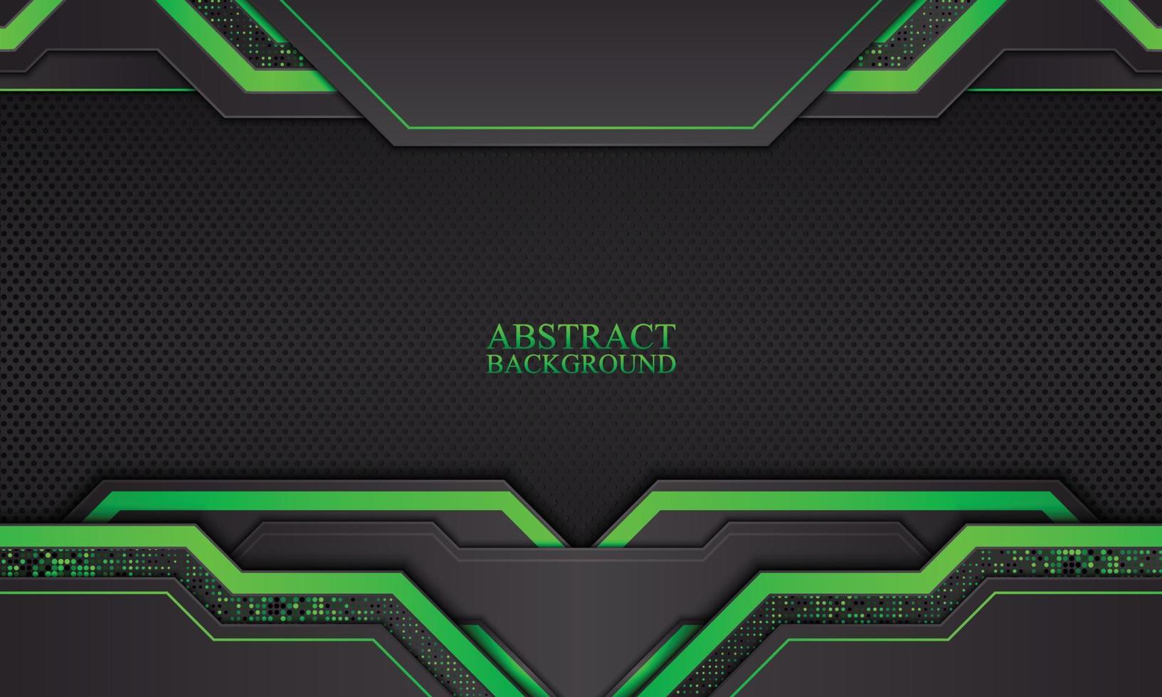 Abstract technology background with black and green neon stripes. vector