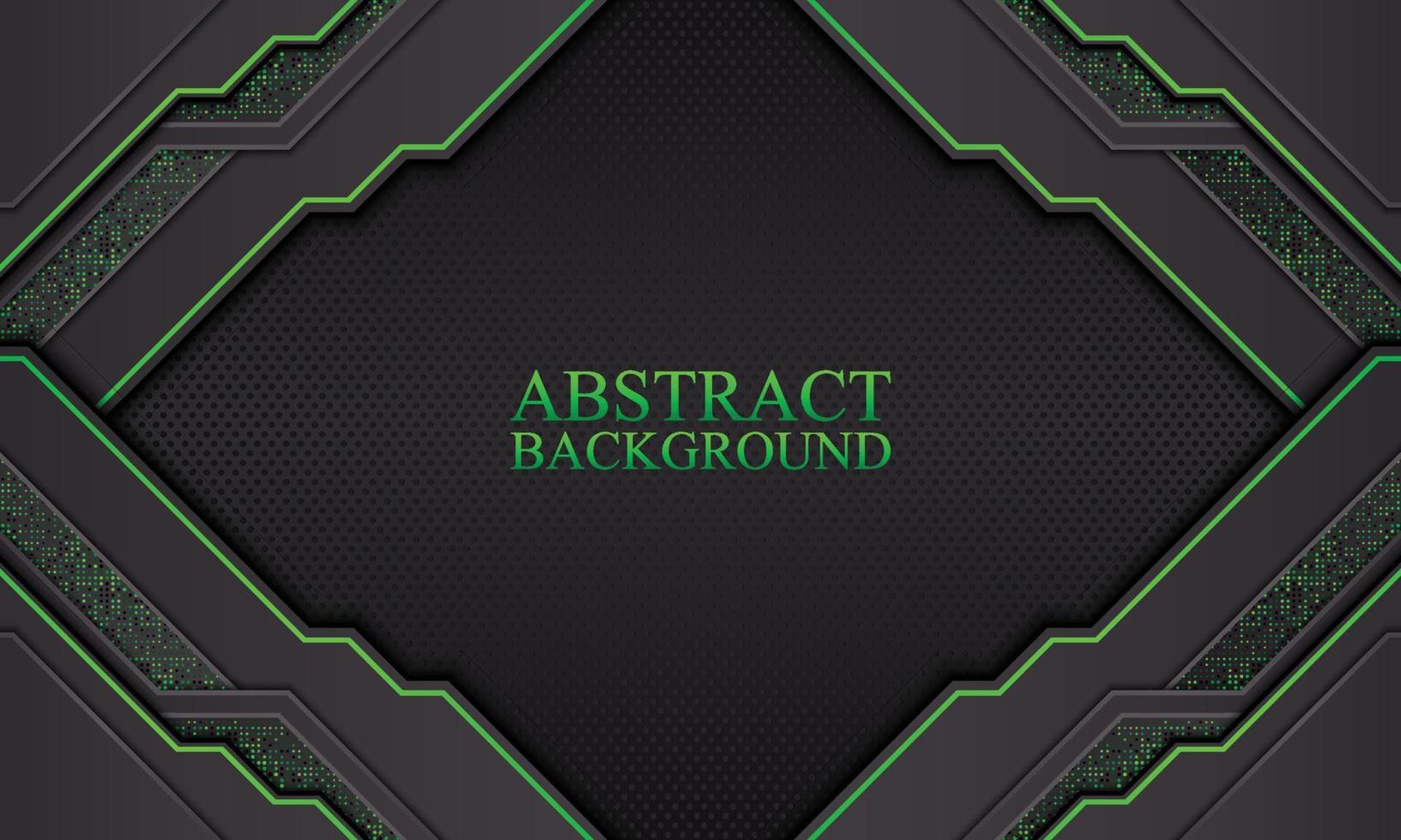 Abstract technology background with black and green neon stripes. vector