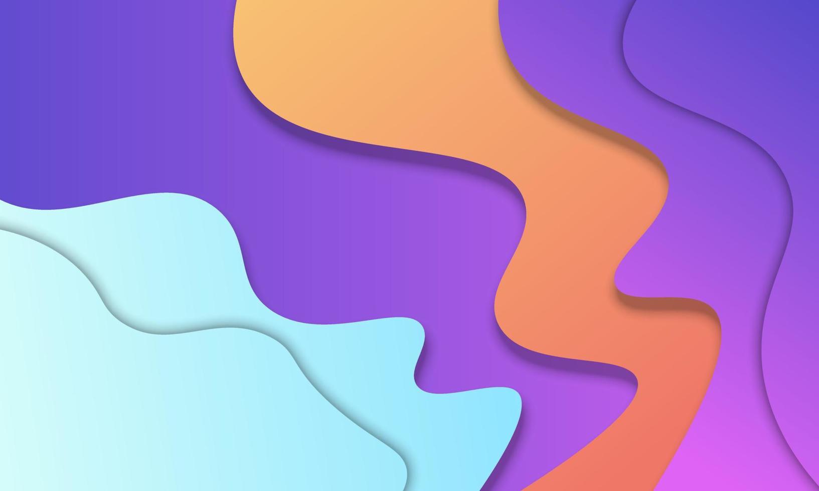 Blue, orange and purple gradient wavy in paper cut style background. New template for your brand book. vector