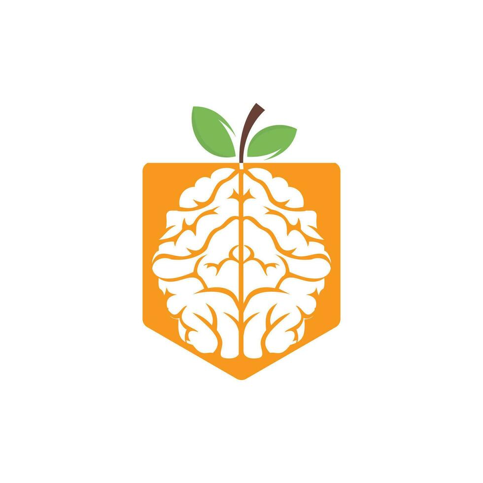 Orange brain vector logo design. Logo of a fruit style brain.