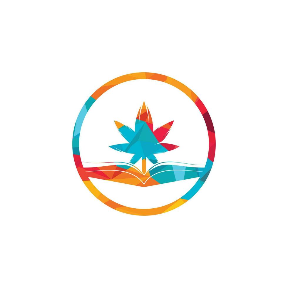 Book and marijuana symbol logo template. Suitable for medical education. vector