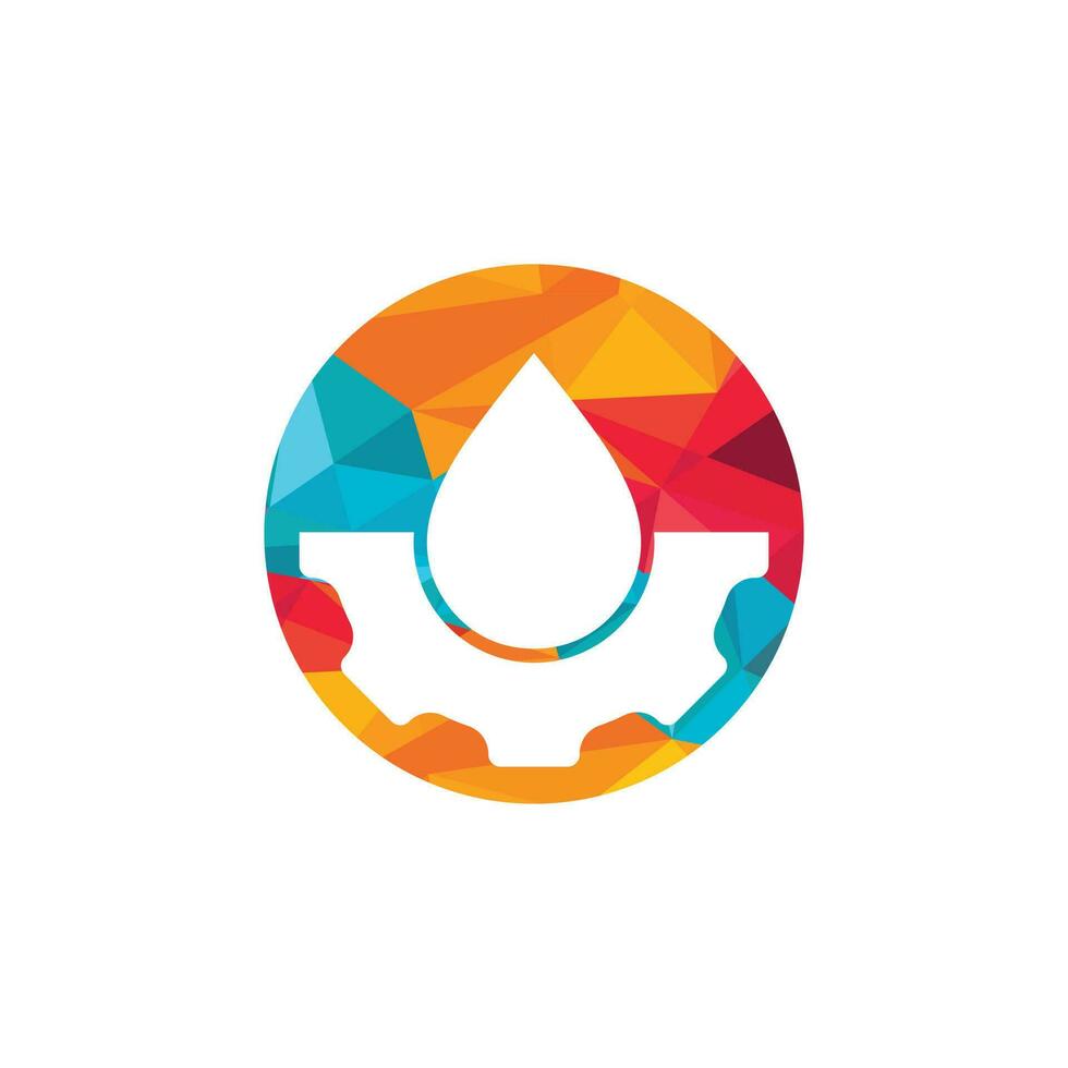 gota de agua con diseño de concepto de logotipo de engranaje. logotipo natural. logotipo de energía de agua. vector