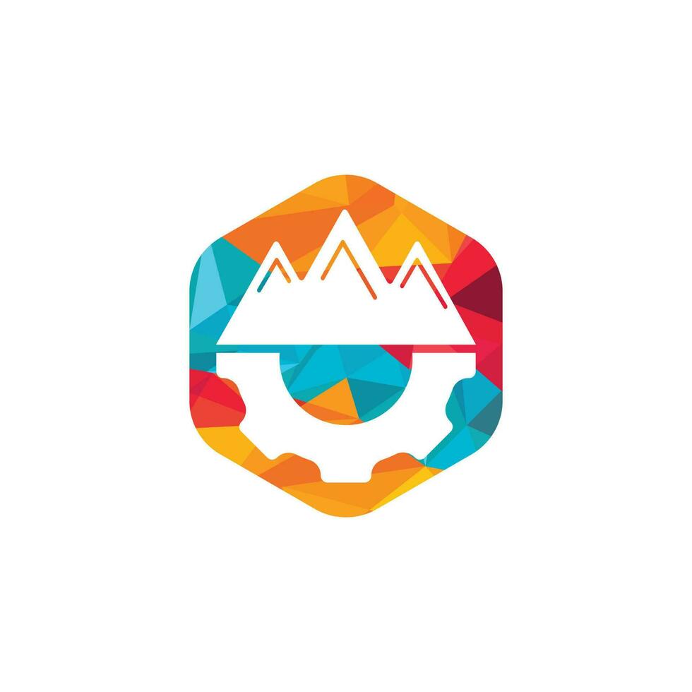 diseño de logotipo vectorial de equipo de montaña. naturaleza y símbolo o icono mecánico. vector