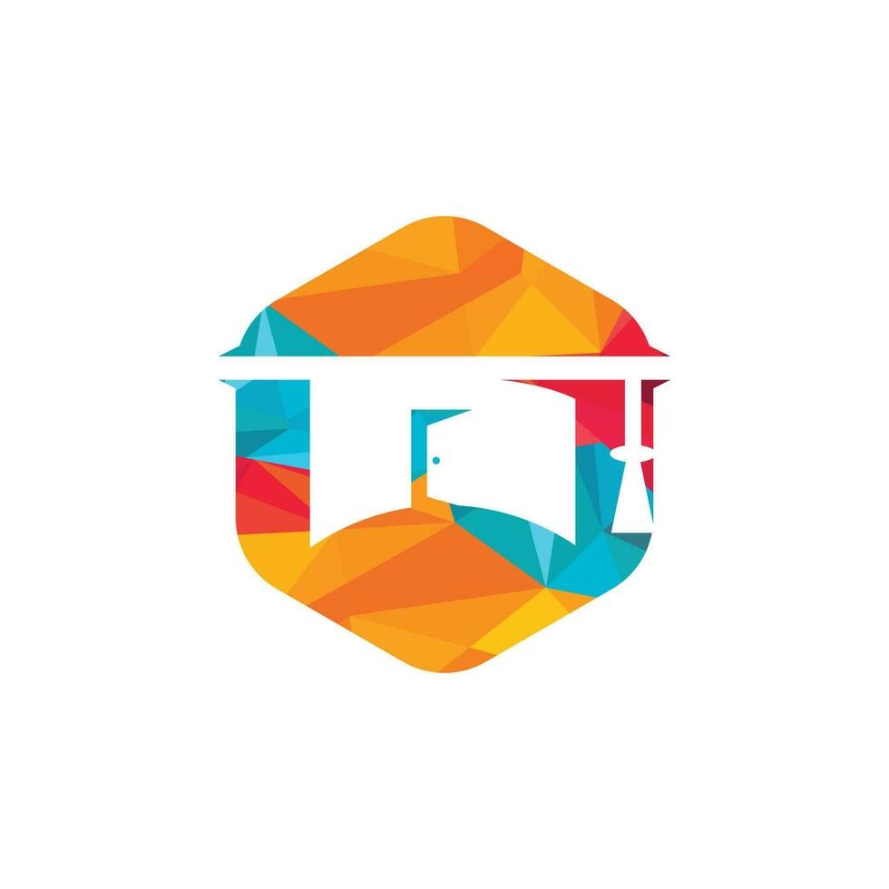 diseño del logotipo del vector de la escuela de educación. gorra de graduación y diseño de icono de habitación.