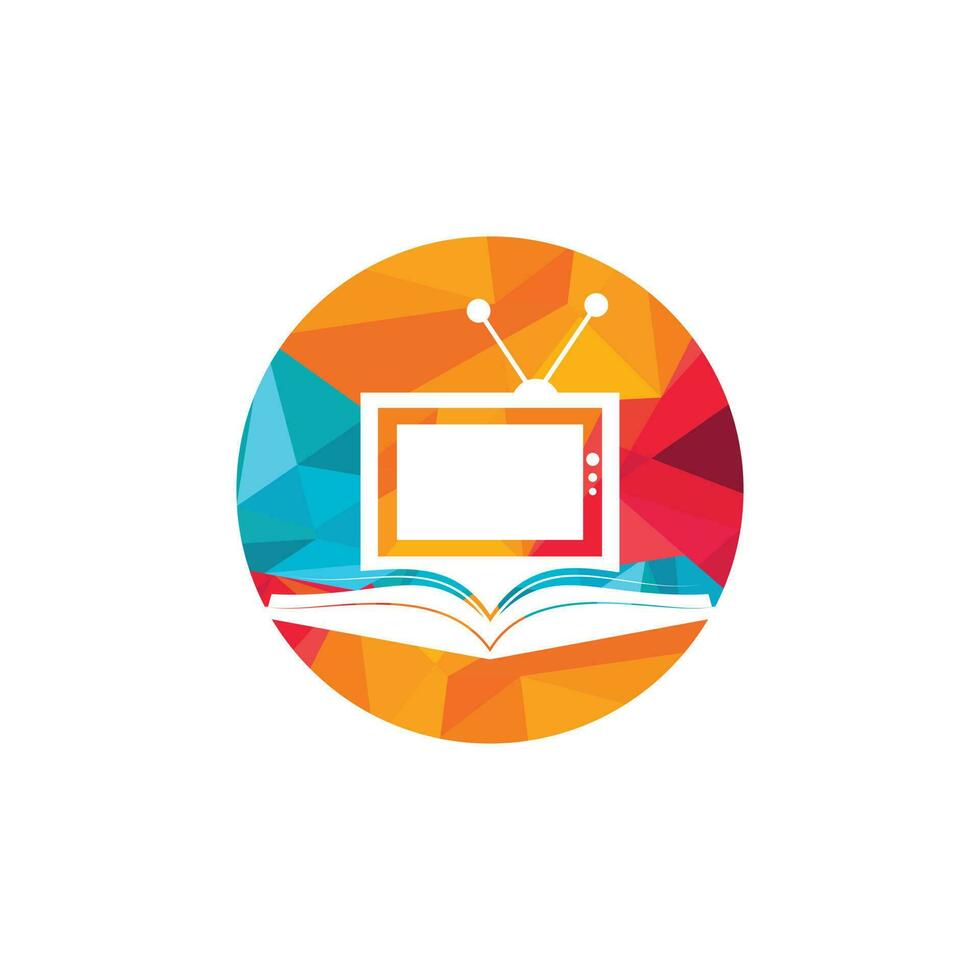 diseño de plantilla de logotipo de vector de tv de libro. plantilla única de diseño de logotipo de librería, biblioteca y medios.