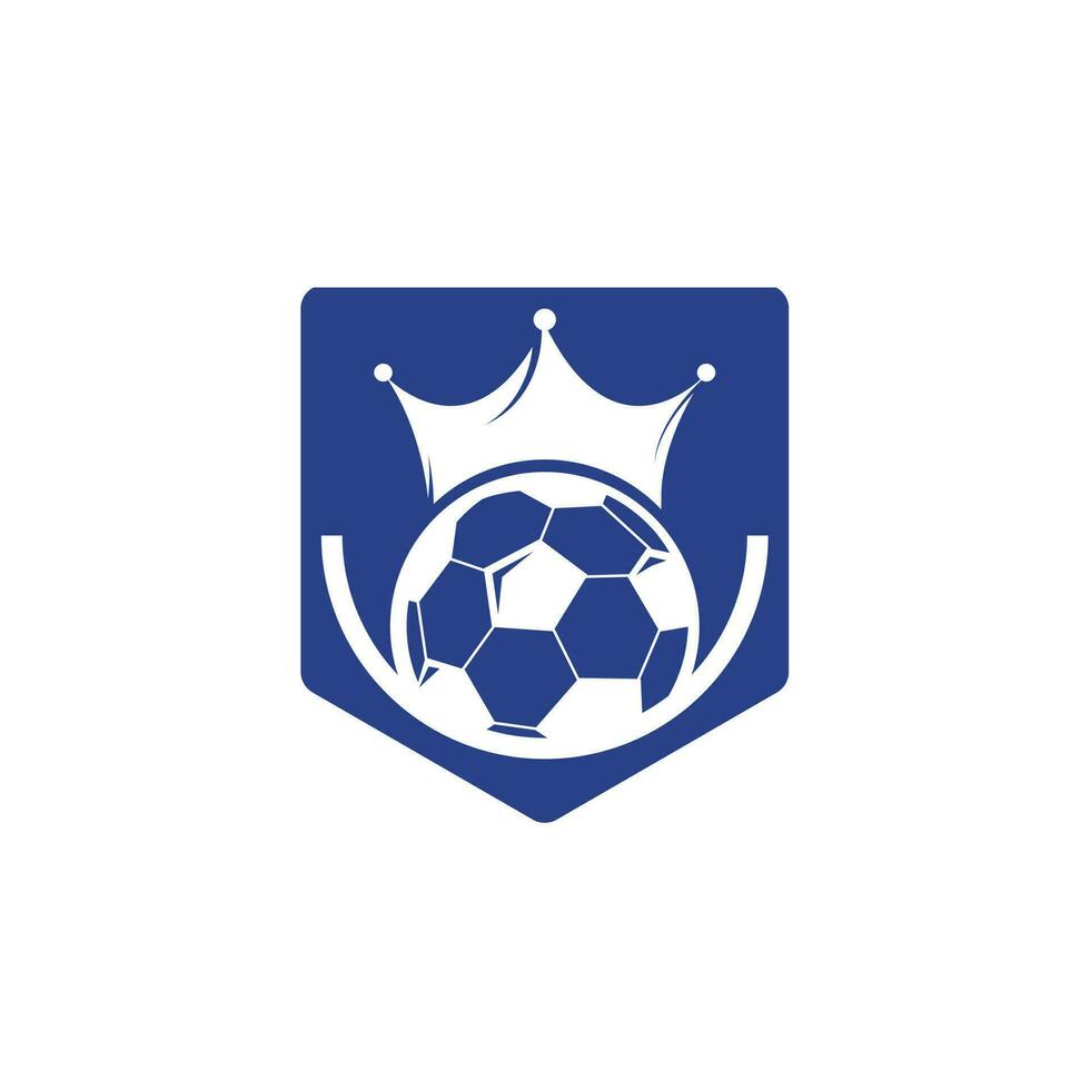 diseño del logotipo del vector del rey del fútbol. diseño de iconos de fútbol y corona.