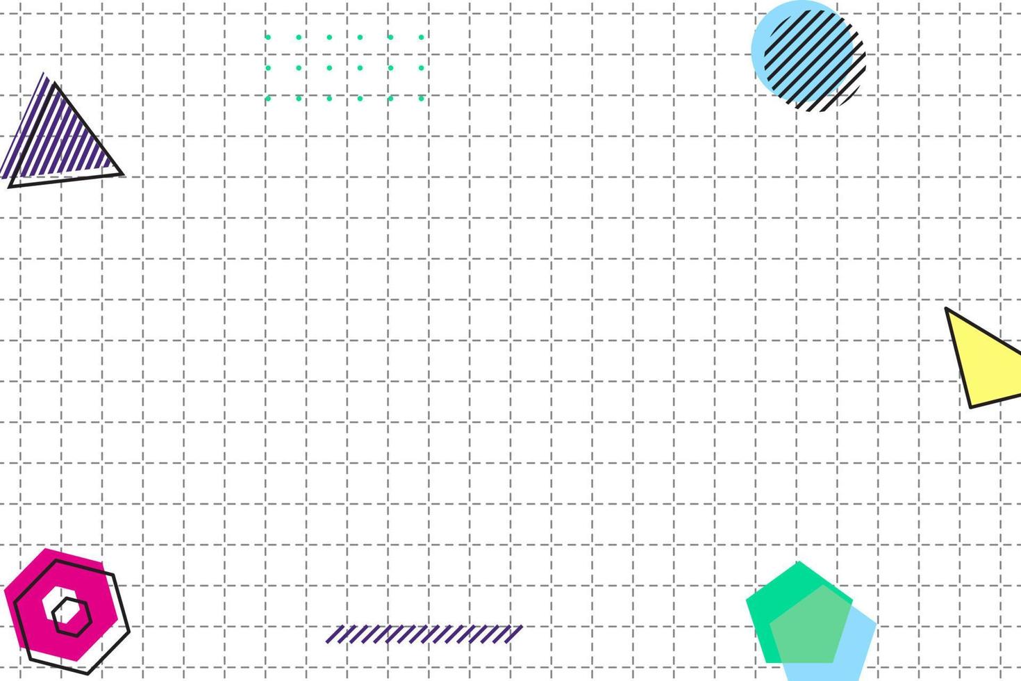 flat dashed grid geometric memphis background vector