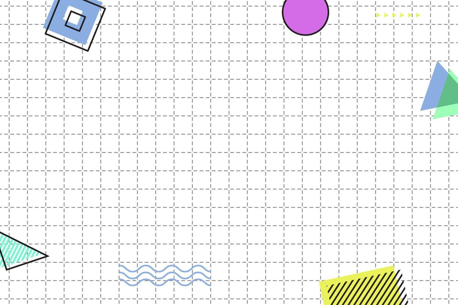 flat dashed grid geometric memphis background vector