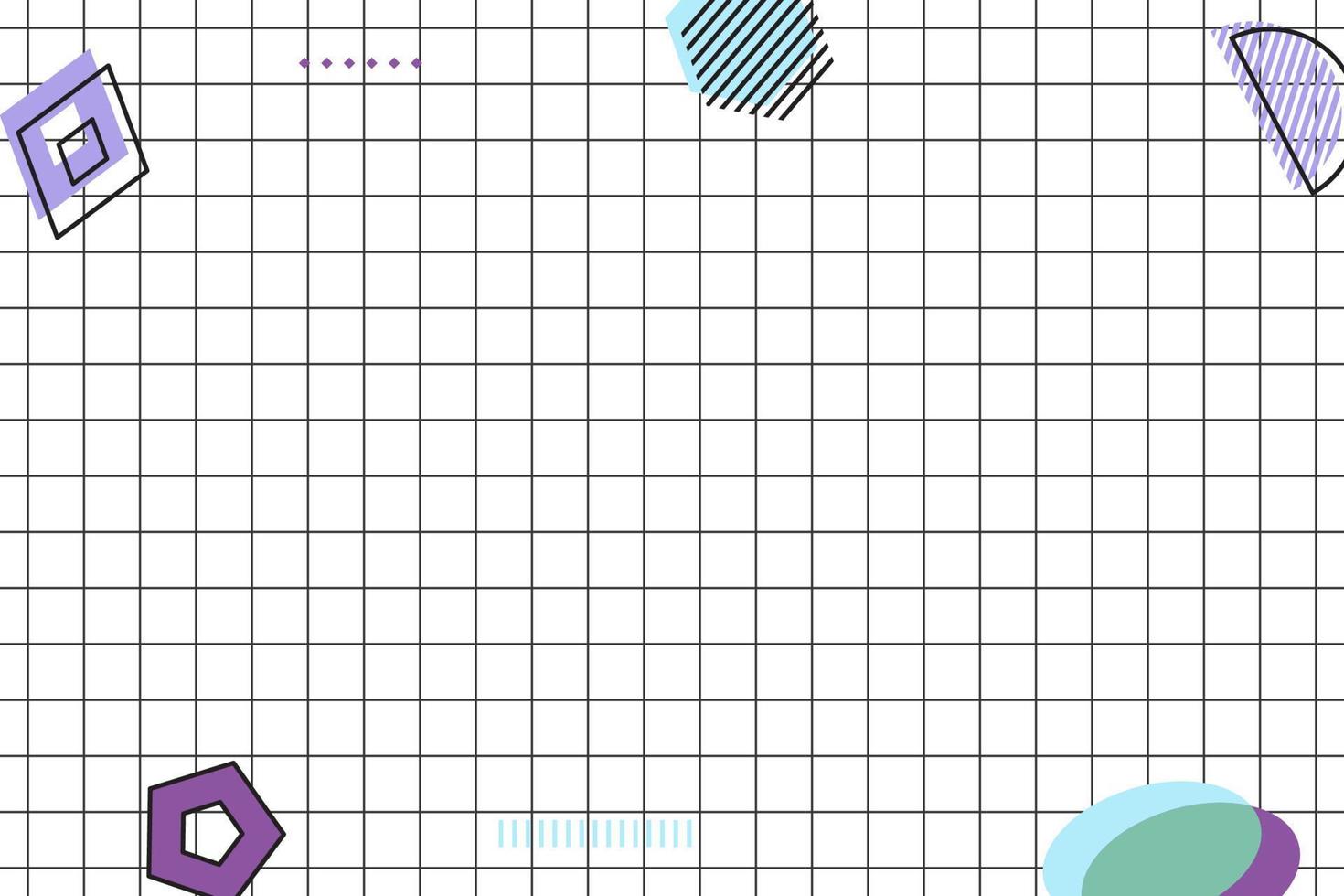 flat black grid geometric memphis background vector