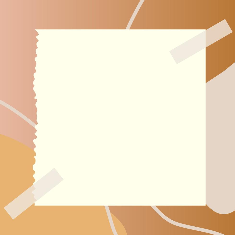 square paper note with abstract doodle and gradient frame background