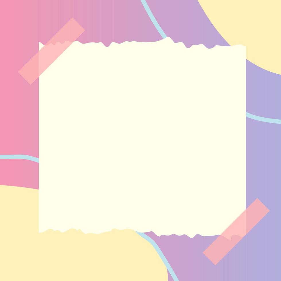 square paper note with abstract doodle and gradient frame background vector