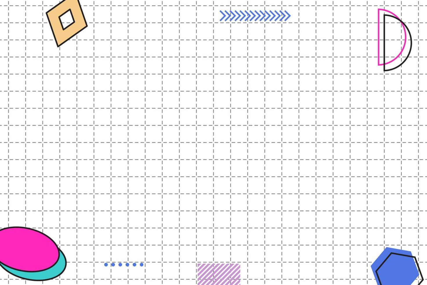 fondo de memphis geométrico de cuadrícula discontinua plana vector