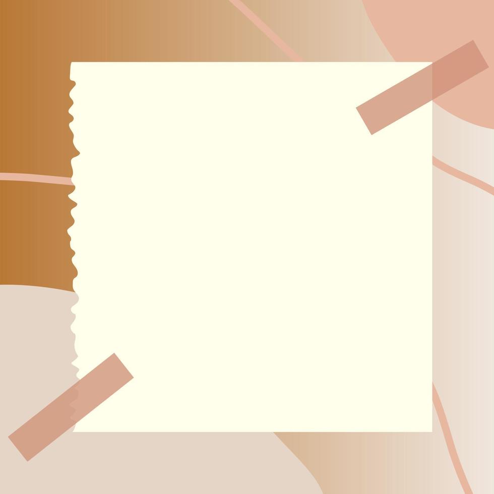 square paper note with abstract doodle and gradient frame background vector