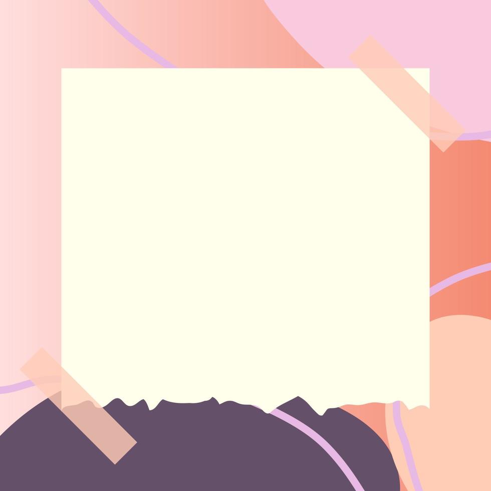 square paper note with abstract doodle and gradient frame background vector